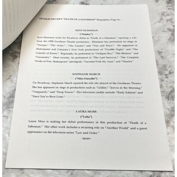 Arthur Miller Death of a Salesman Movie Press Kit Showtime Brian Dennehy 1999 - Picture 6 of 9